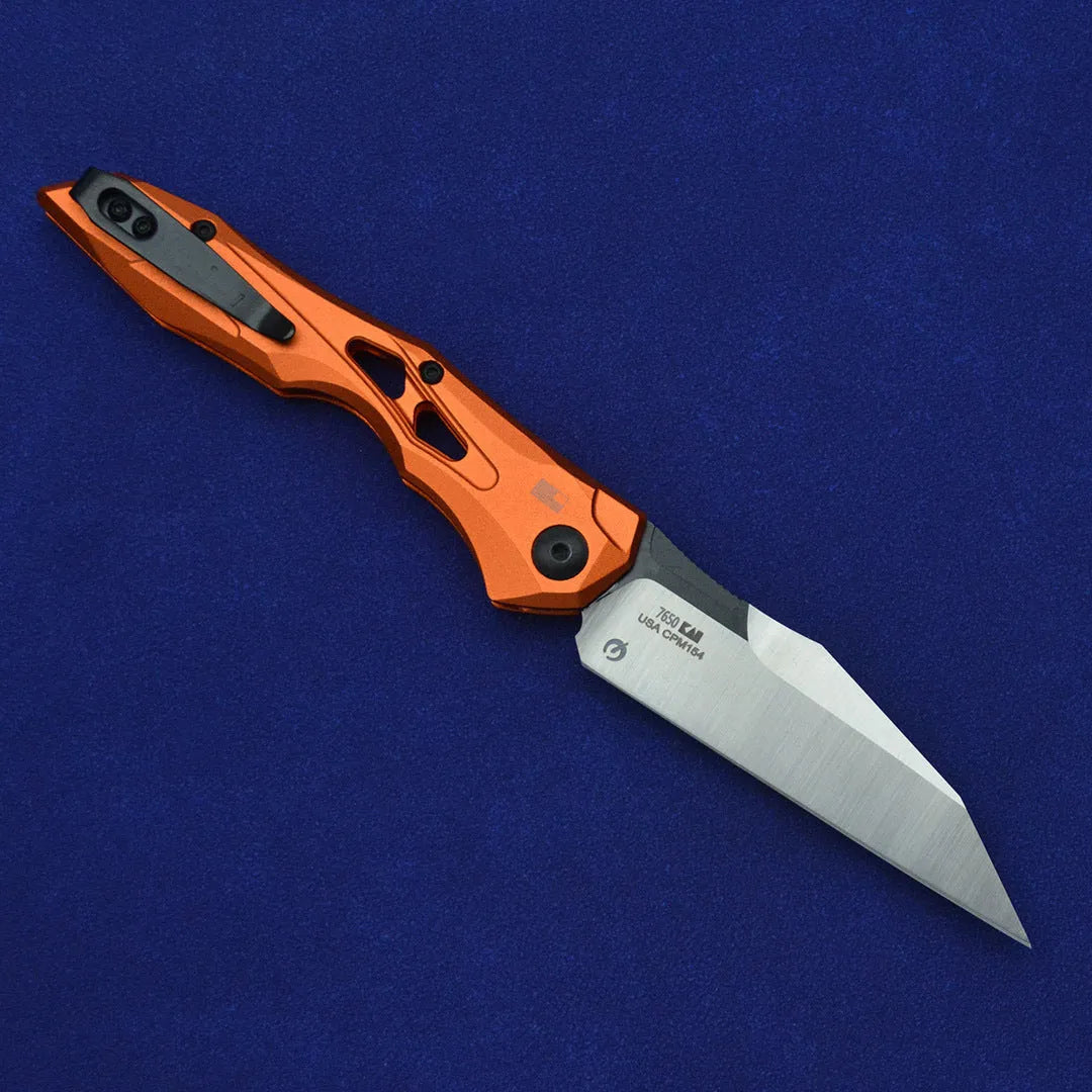 Black folding fruit knife with D2 steel blade and aluminium handle fully extended to 19cm