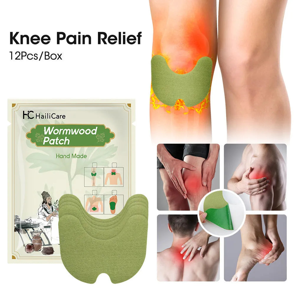 Chinese mugwort herbal patches pack with 12 stickers for knee, lumbar, cervical and foot application