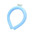 Blue PVC halter-style cooling neck ice ring for outdoor sports.