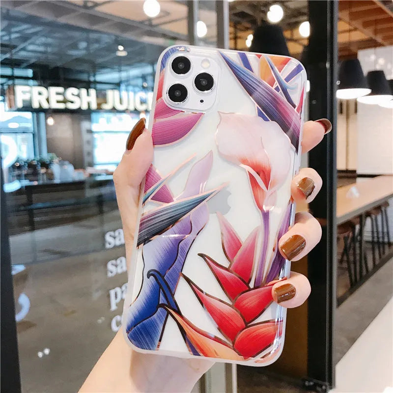 Flower phone case protective sleeve for iPhone 11 Pro Max, high quality material, fashion style, 6 colour options