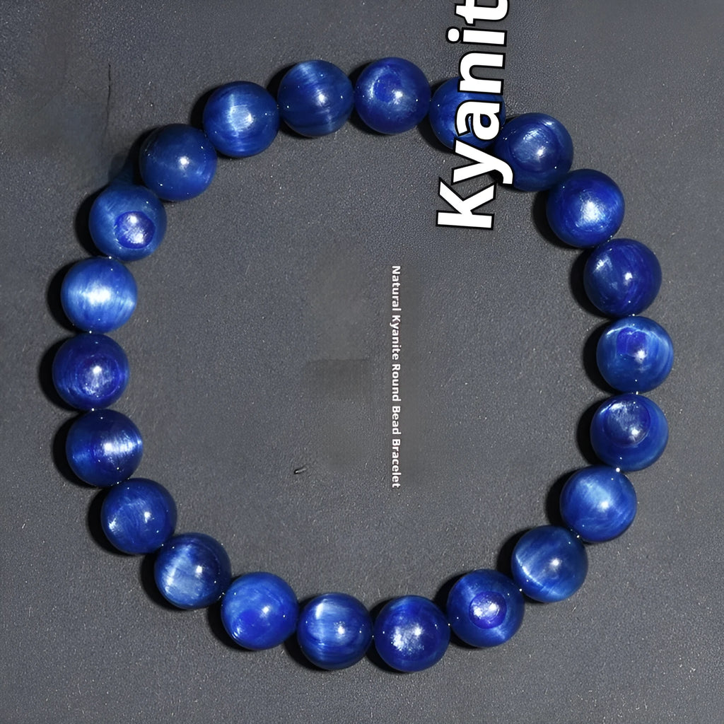 Blue crystal ball bracelet with polished 10-12mm spherical beads in single circle geometric design