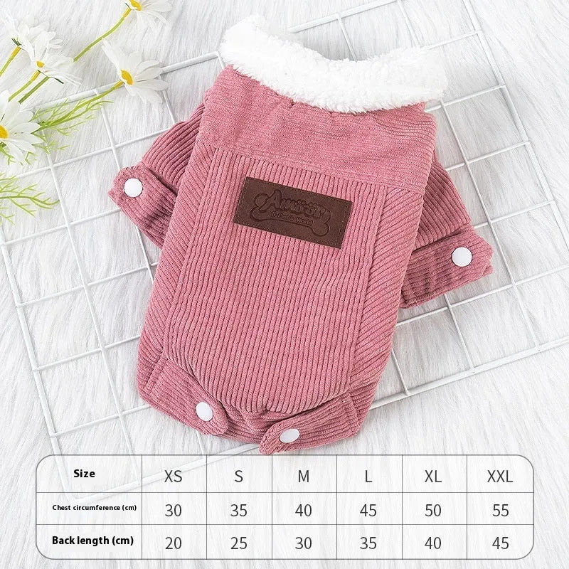 Grey lambswool dog vest with fleece lining for winter warmth on small breed pet