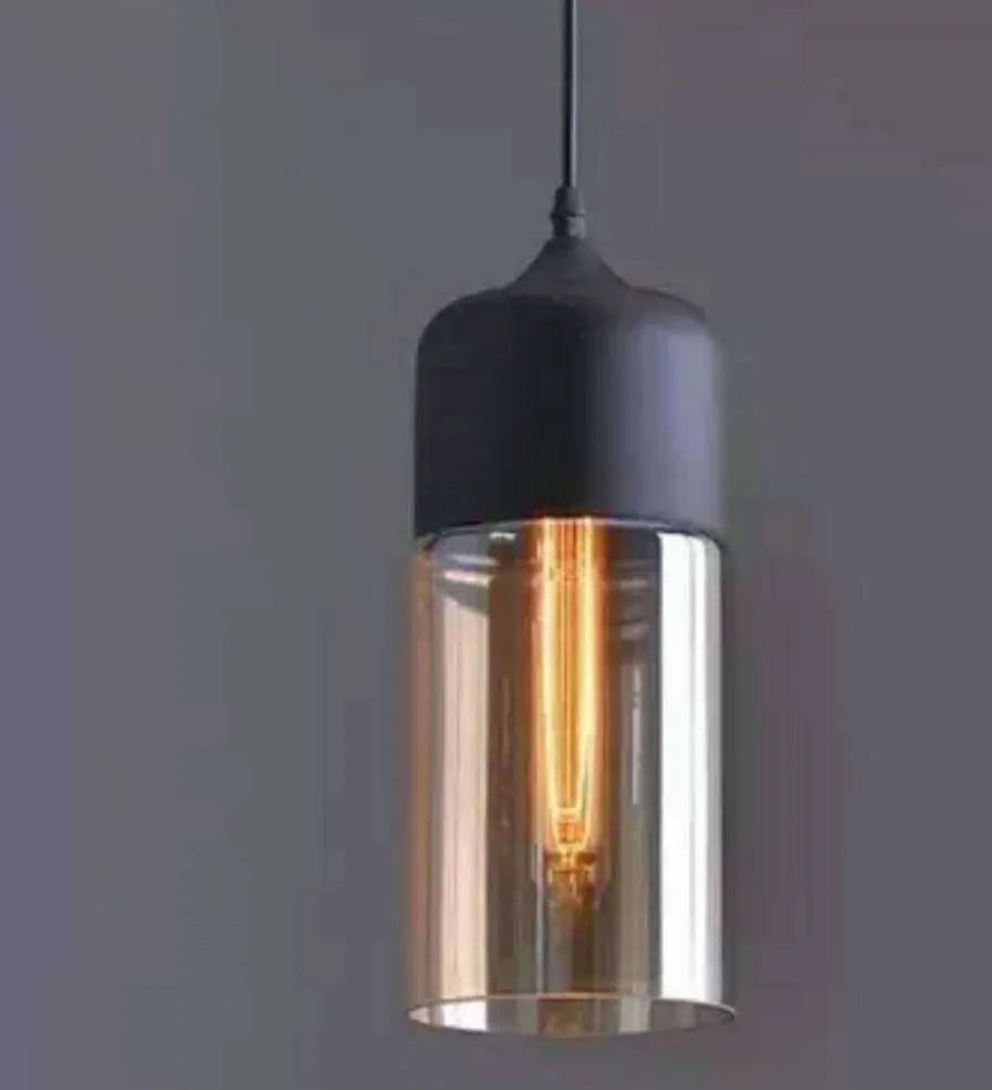 Industrial glass chandelier LED ceiling light with glass lampshade and button switch in American style