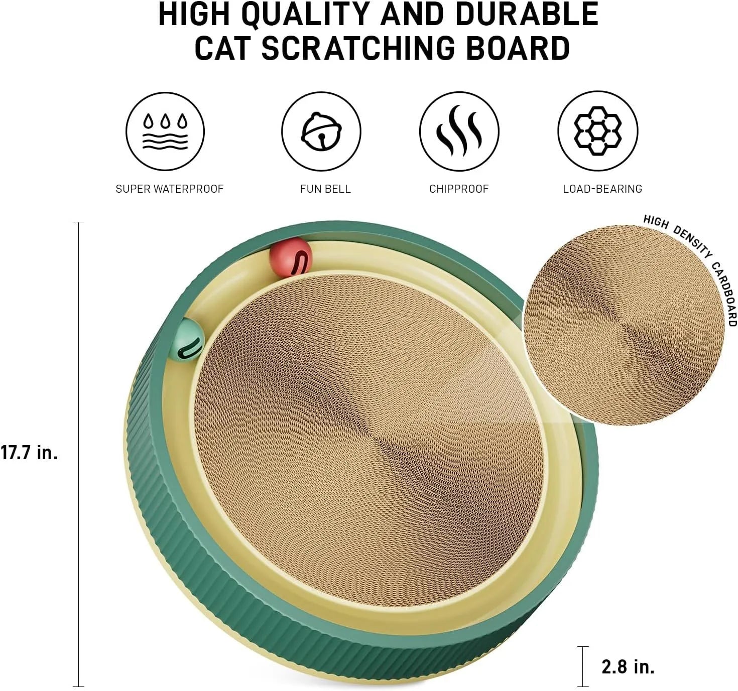 Large circular cat scratching board with moving ball toys and replaceable cardboard core