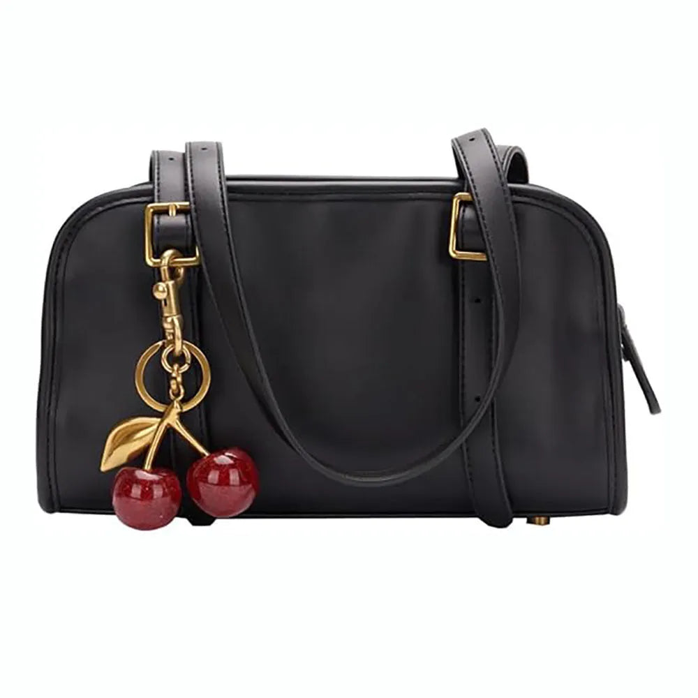 Zinc alloy cherry-shaped keychain pendant in red colour with three-dimensional design