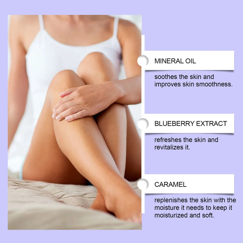 Blueberry Caramel Body Scrub Cream jar showing 100g mild exfoliating treatment