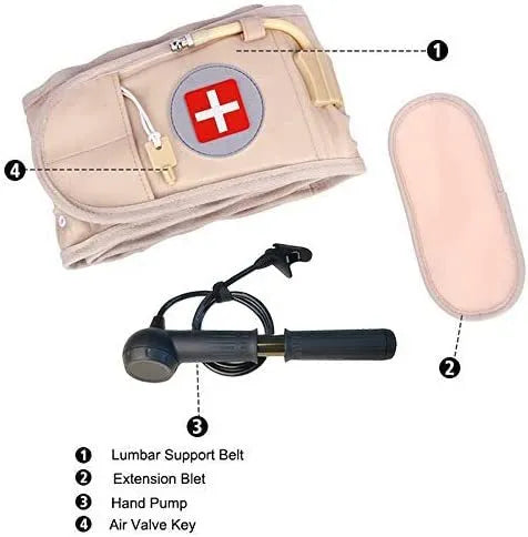 Waist air traction brace belt with inflatable ball for lumbar support and back massage