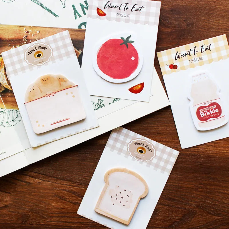 Food bread handbook note paper with back card, 30 sheets, 85mm by 120mm