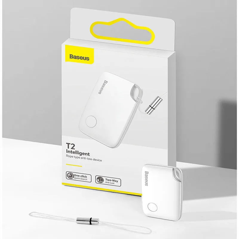 Bluetooth anti-lost device in white, blue, and pink colours with PC shell, 37x25x6mm size