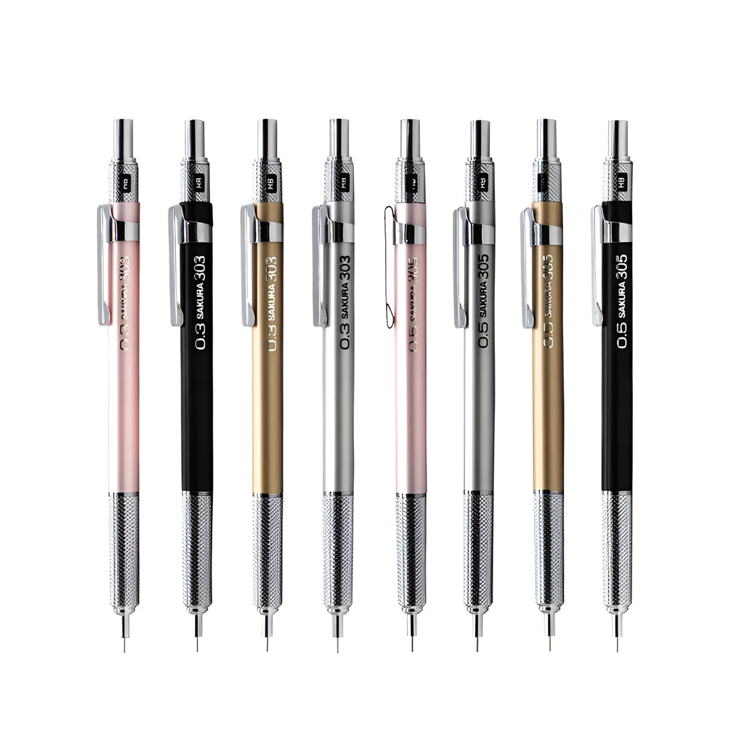 Japanese cherry mechanical pencil with metal construction in gold silver black or pink colours