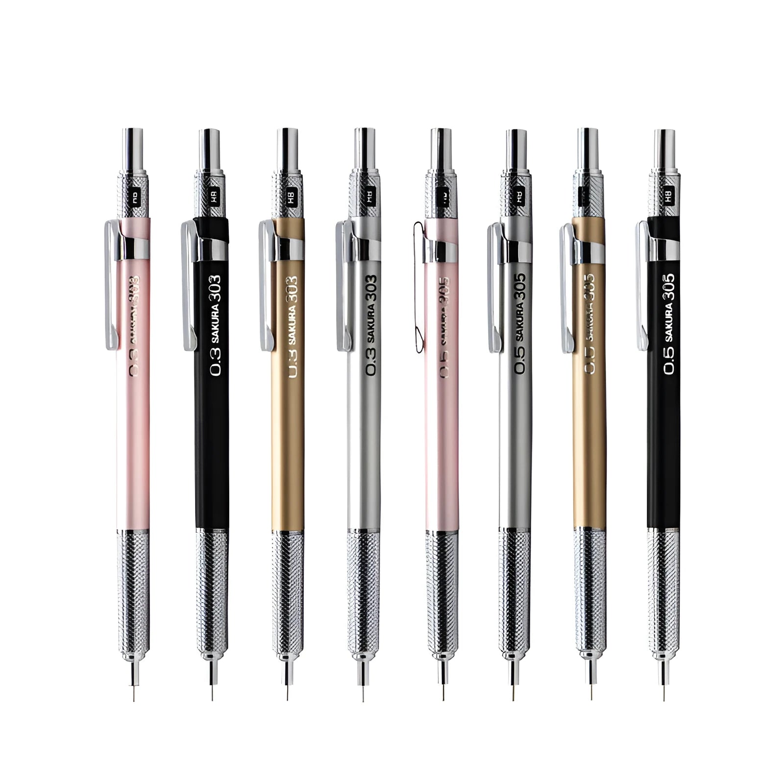 Japanese cherry mechanical pencil with metal construction in gold silver black or pink colours