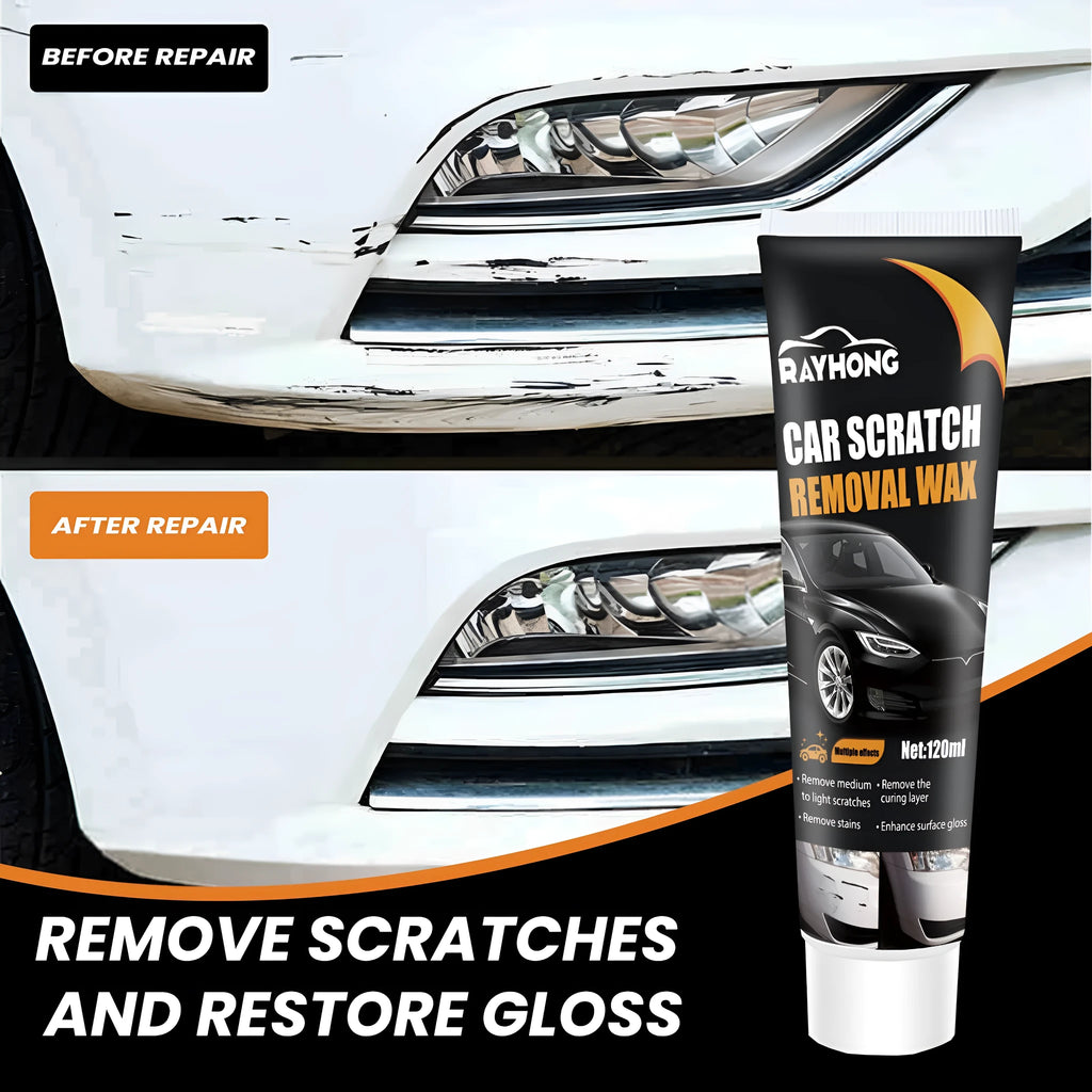 Car scratch wax 120ml kit with polishing sponge and cleaning towel for paint surface maintenance