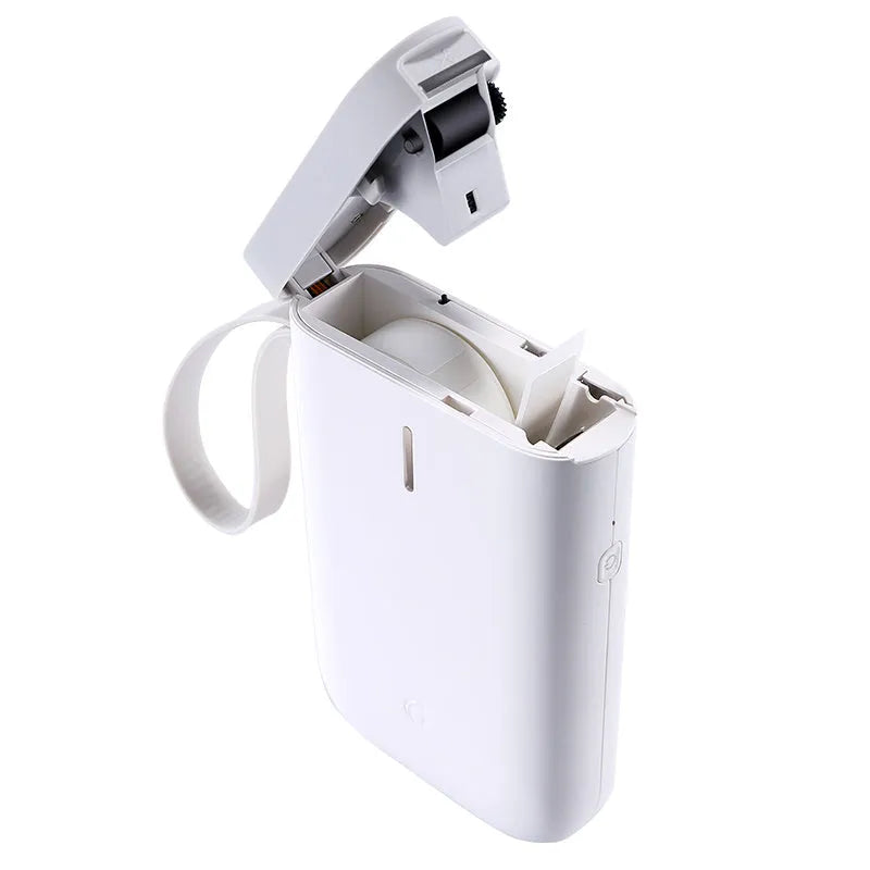 Mini portable Bluetooth label printer with direct thermal printing, 203dpi, 1200mAh battery, 208g weight