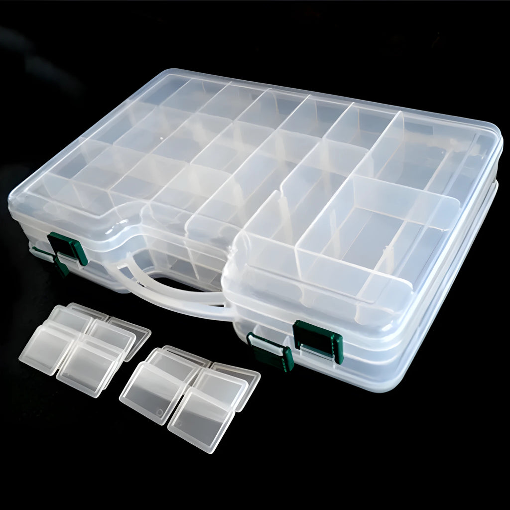 Double deck sub bait box with large capacity compartments for artificial fishing lures and tackle