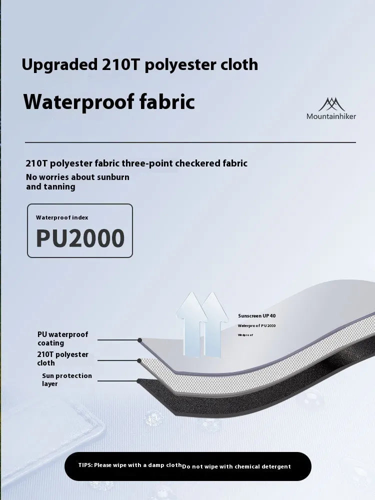 Double camping tent in Moonlight White made from 210D polyester checked cloth with ground studs and wind ropes