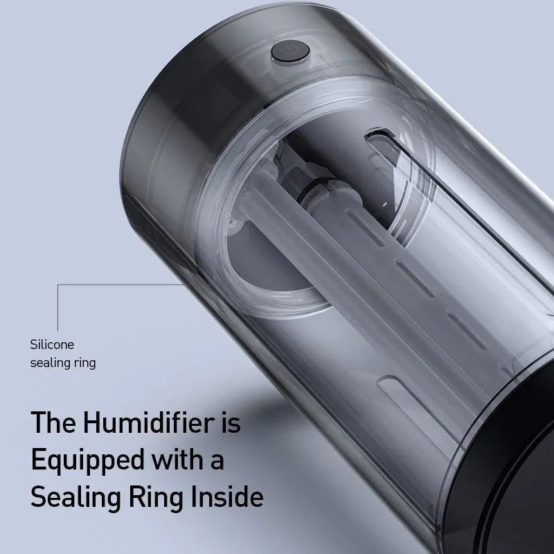 Black aluminium alloy car diffuser humidifier with USB cable for air purification.