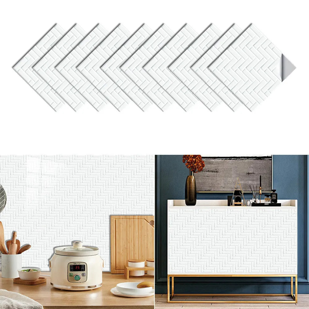 Set of 10 PVC removable wall stickers in 10x10cm and 15x15cm sizes, anti-fouling and anti-mildew, fashion simplicity style