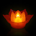 Electronic plastic lotus lamp with battery-operated LED light in red, smoke-free decorative lantern