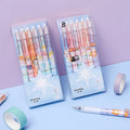 Set of six constellation-themed press gel pens with 0.5mm tips and cartoon zodiac designs.