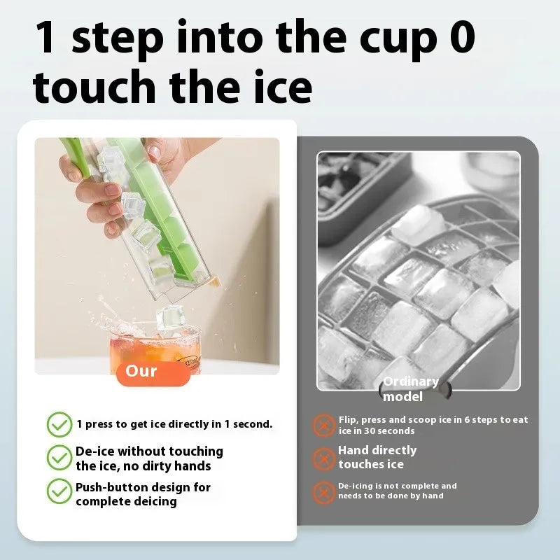 Food-grade plastic ice tray with one-touch release mechanism in blue or white colour
