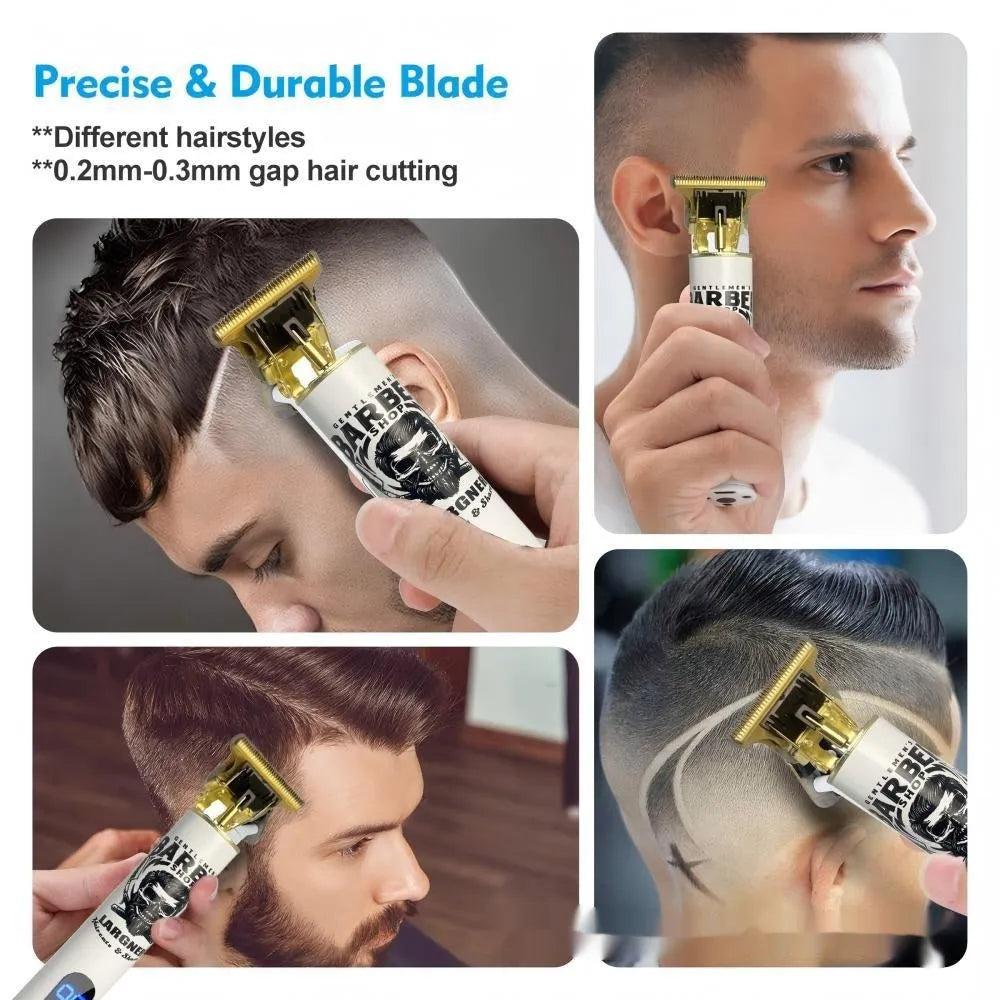 USB rechargeable stainless steel hair clipper with attachments from 4-in-1 grooming kit
