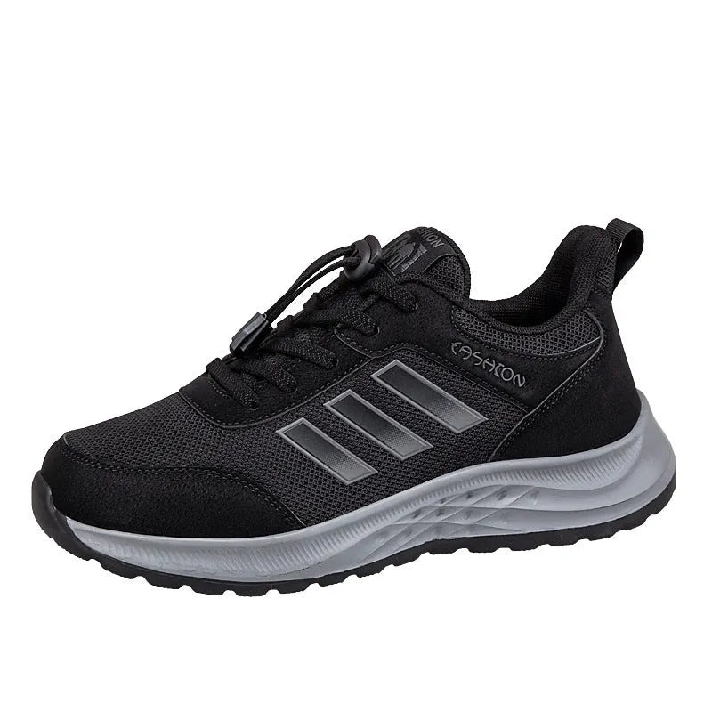 Breathable mesh elastic slip-on shoes for men and women in various colours on a non-slip sole.
