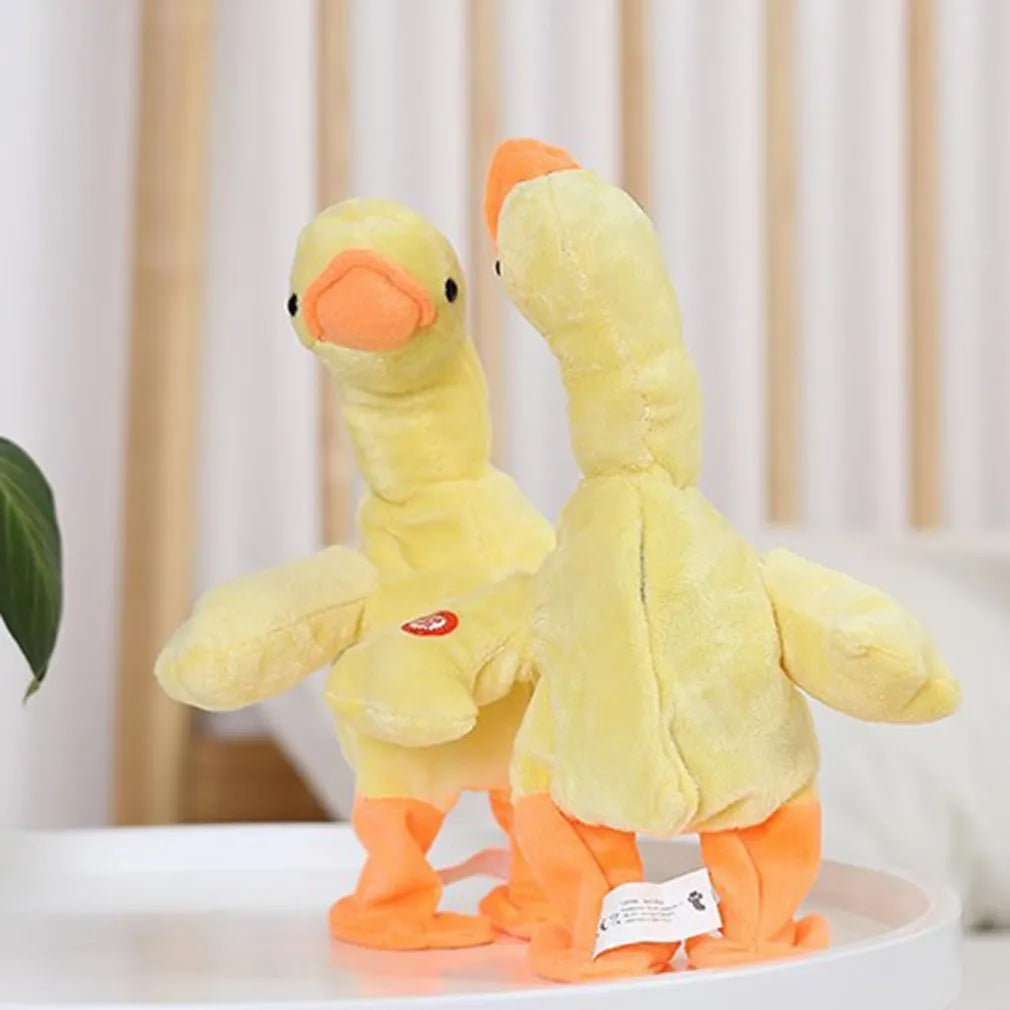 USB rechargeable little yellow duck plush toy singing with neck lifting, 30cm, yellow colour variant A