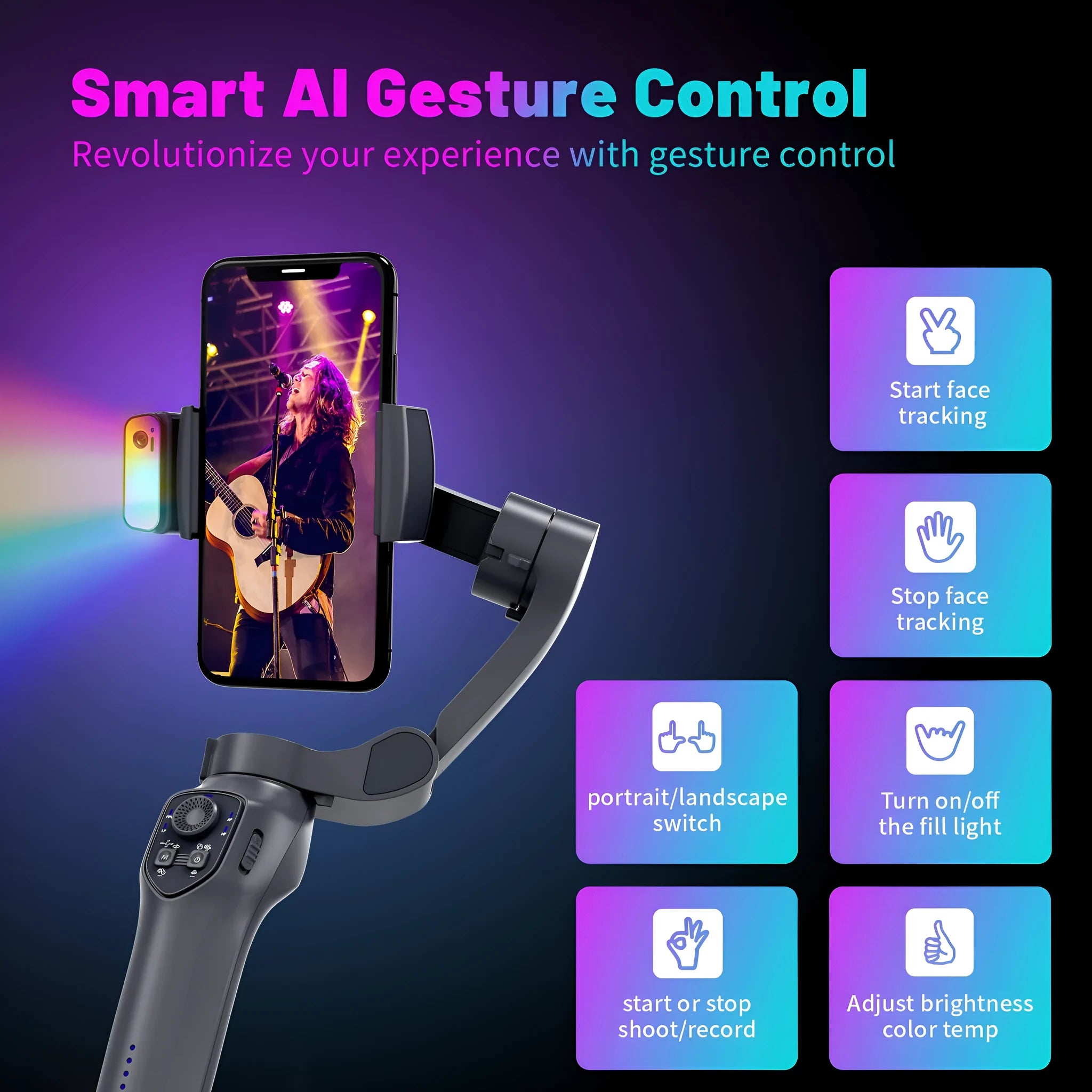 RK series foldable handheld smartphone gimbal stabiliser in L7Cpro gun colour.
