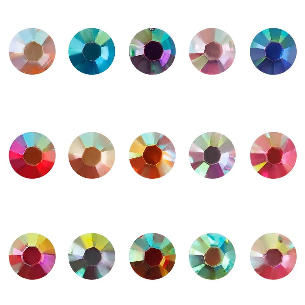 Assorted colour resin flat magic nail rhinestones with electroplated finish in various sizes