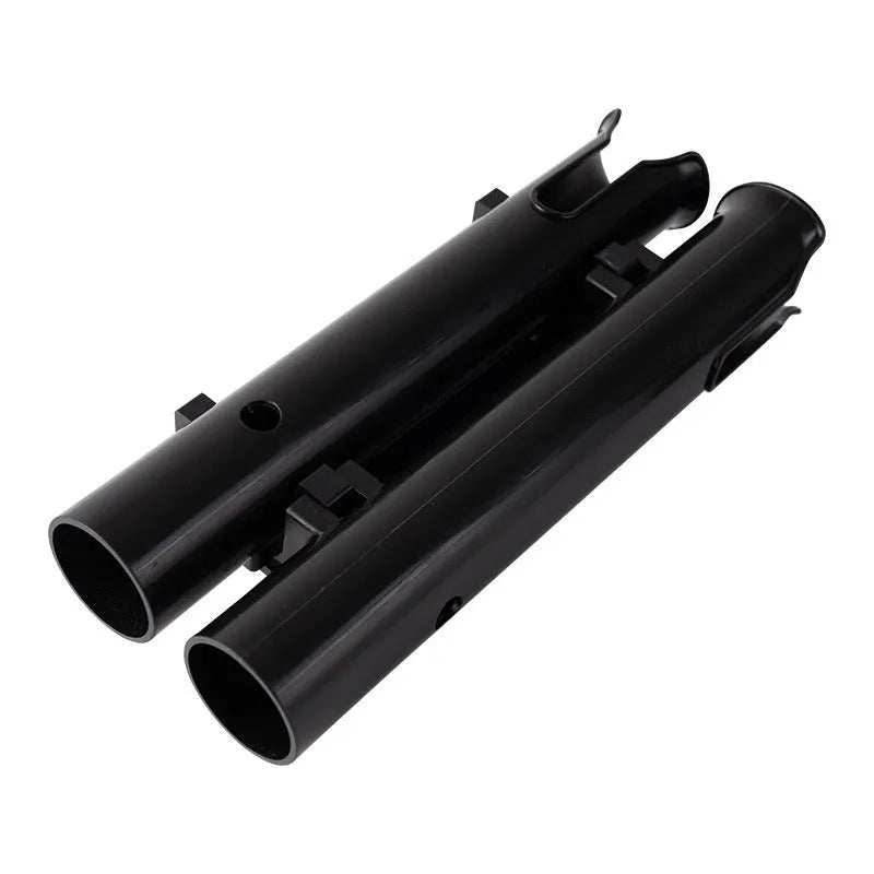 Carbon fishing rod rack mounted on bicycle frame with double-layer plastic construction