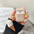 Cylinder ice cream design silicone case for Apple AirPods 2nd generation in photo color.