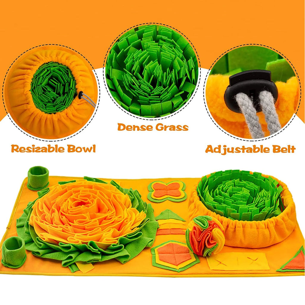 Large polar fleece sniffing pad 85x50cm cushion gift ball colour with hidden treat pockets for dogs and cats