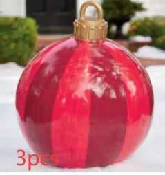 60cm diameter PVC inflatable Christmas ball decoration in various colour patterns