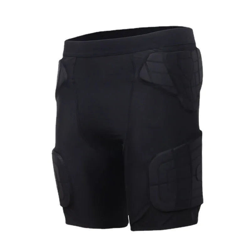 Black anti-collision sports pants with waist padding for basketball and rugby, adult size