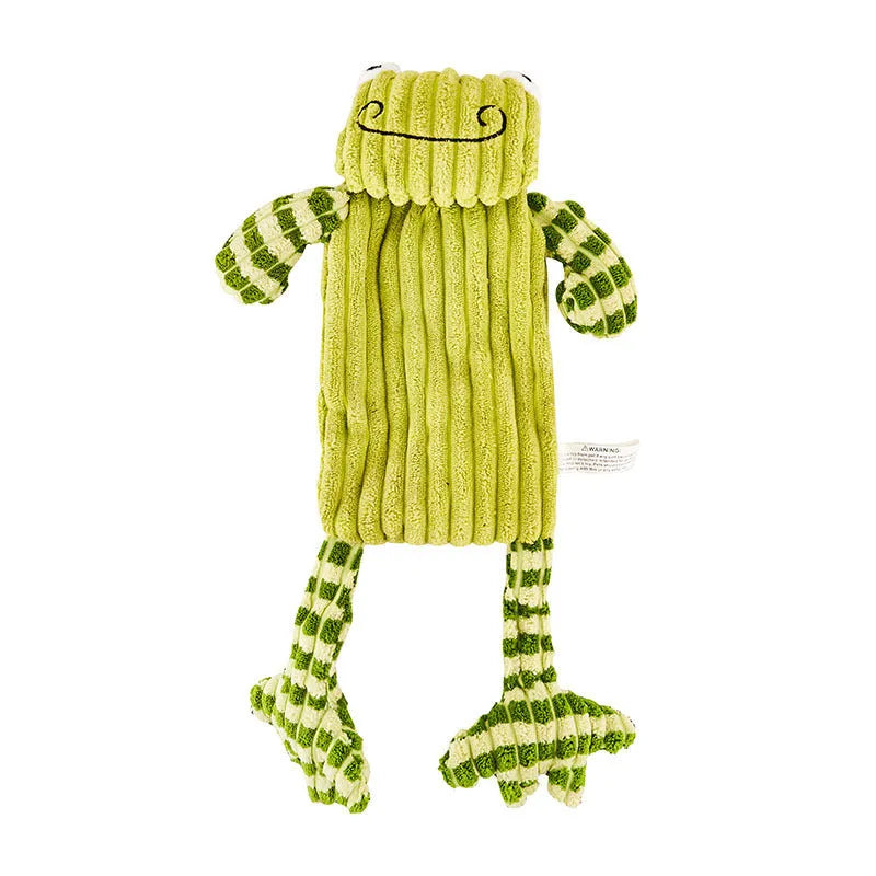 Immortal Squeaker plush dog toy for aggressive chewers in orange or green colour