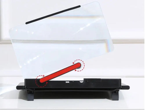 Black and white 12-inch pull-out horizontal vertical screen amplifier bracket with Fresnel lens