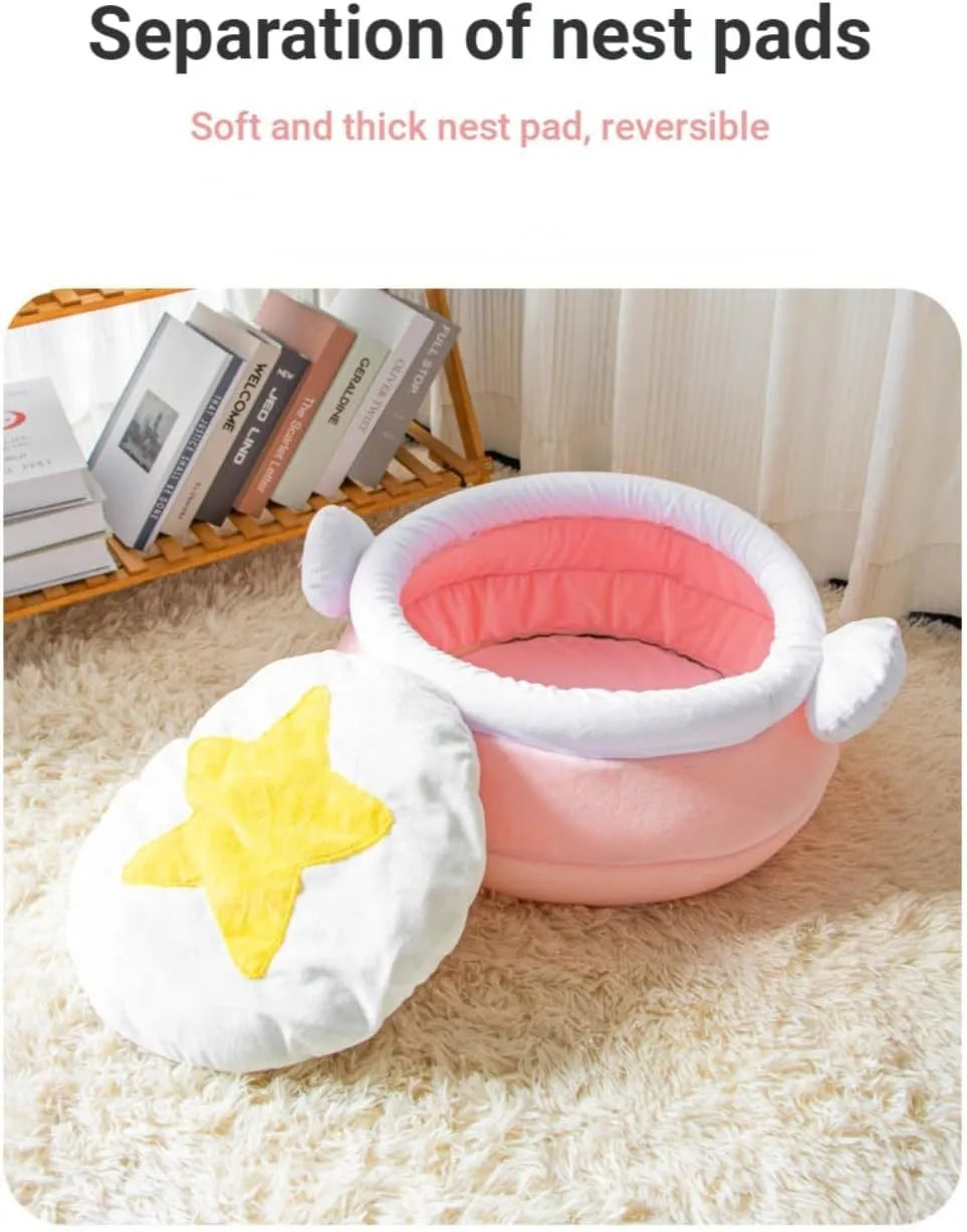 Honey pot magic shape cat sofa bed in pink or yellow with removable pad for small cats and dogs