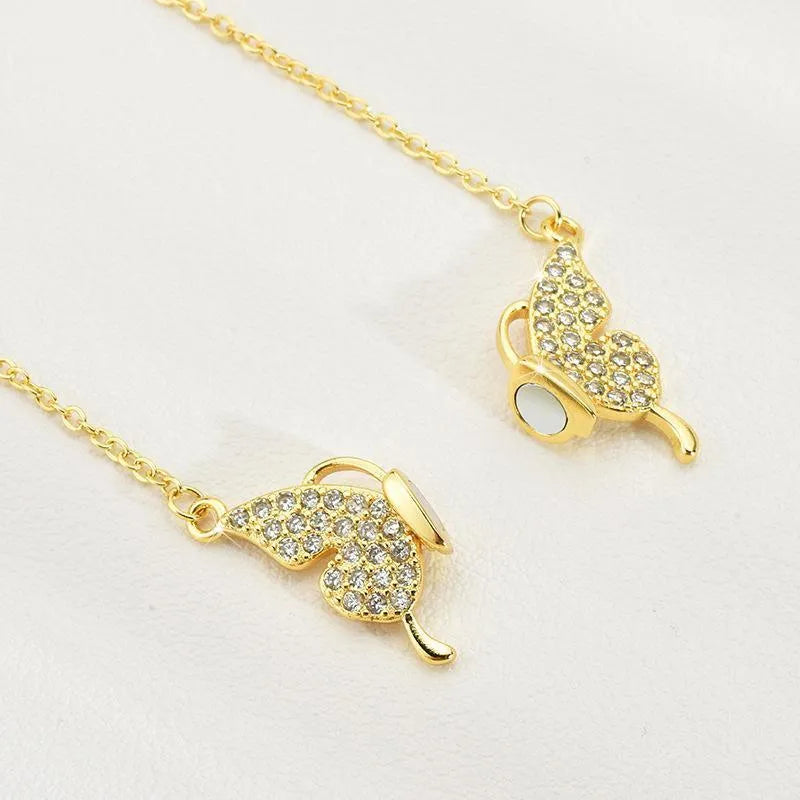 Titanium steel clavicle chain necklace with magnetic butterfly clasp in twisted chain design
