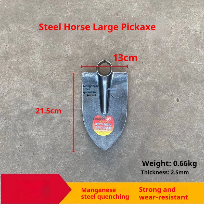 Agricultural pointed flat hoe tool made of manganese and stainless steel for weeding and ploughing.