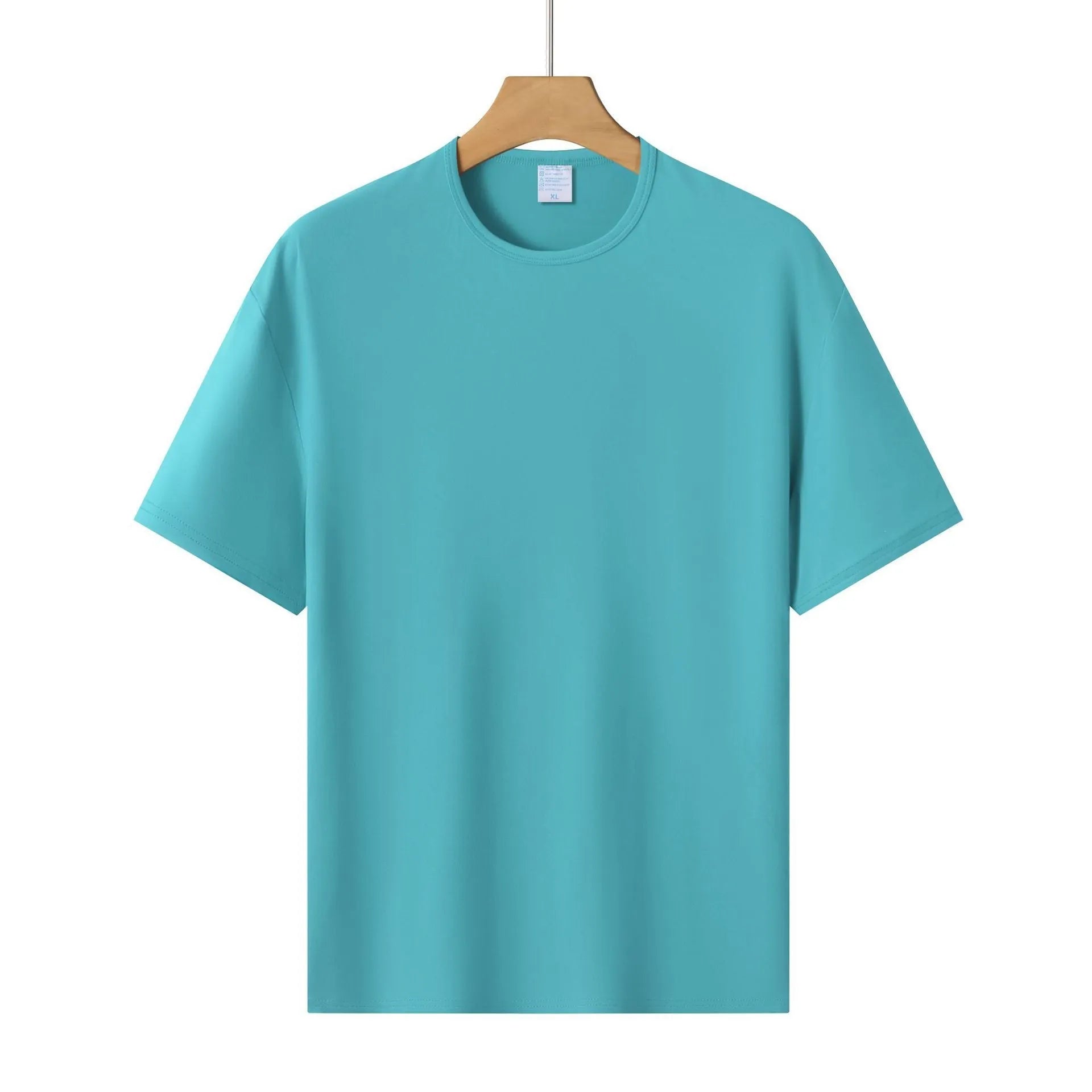 Modal solid colour loose fit short-sleeved T-shirt on hanger, showing apricot colour option.