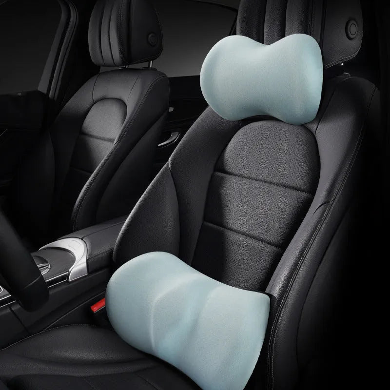 Car seat headrest pillow and lumbar support cushion set in five colour options