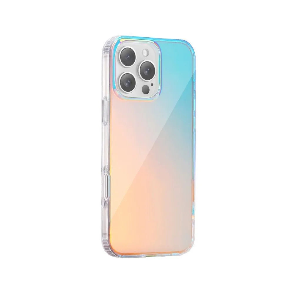 Glossy colour-changing iPhone protective case shown on an iPhone, highlighting chameleon finish and magnetic compatibility