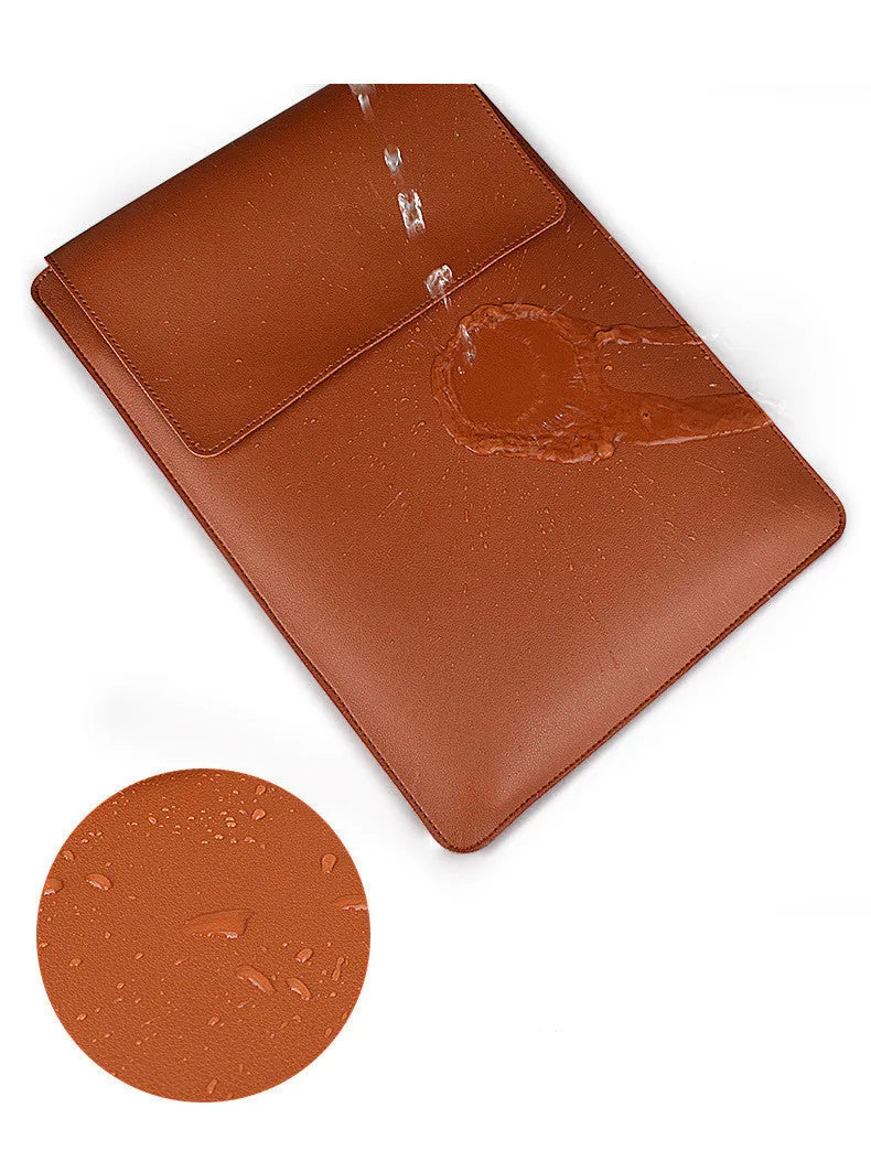 Frosted PU leather lockable laptop sleeve in Army Green with metal accents, size 15.4 inch