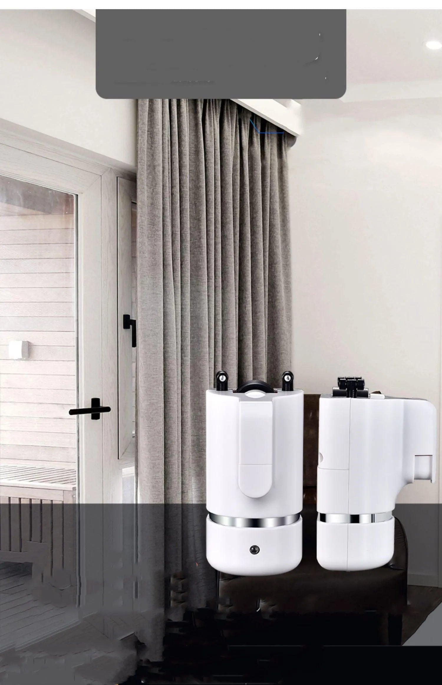 Electric curtain track system with aluminium rail, silent pulley wheels, motor unit and remote controller
