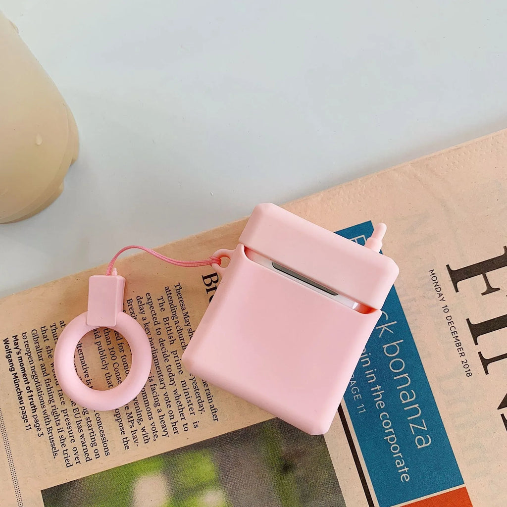 Pink and black cartoon silicone protective cover for AirPods 1st and 2nd generation charging case