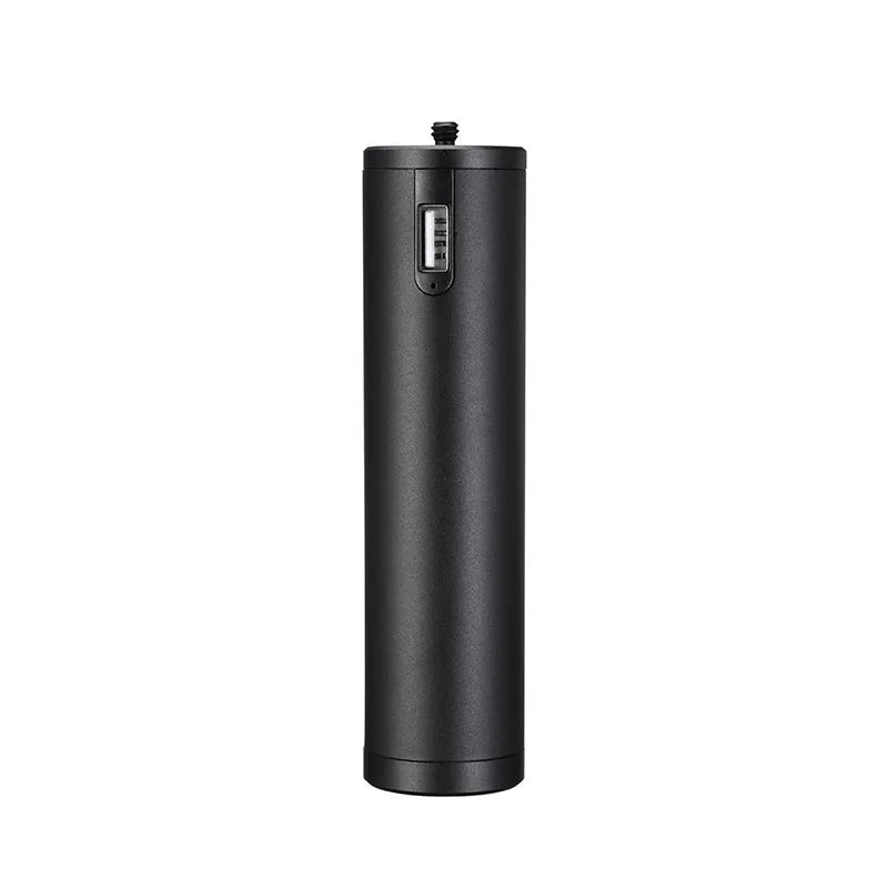 Black aluminium alloy portable power bank charging handle with integrated carry handle.