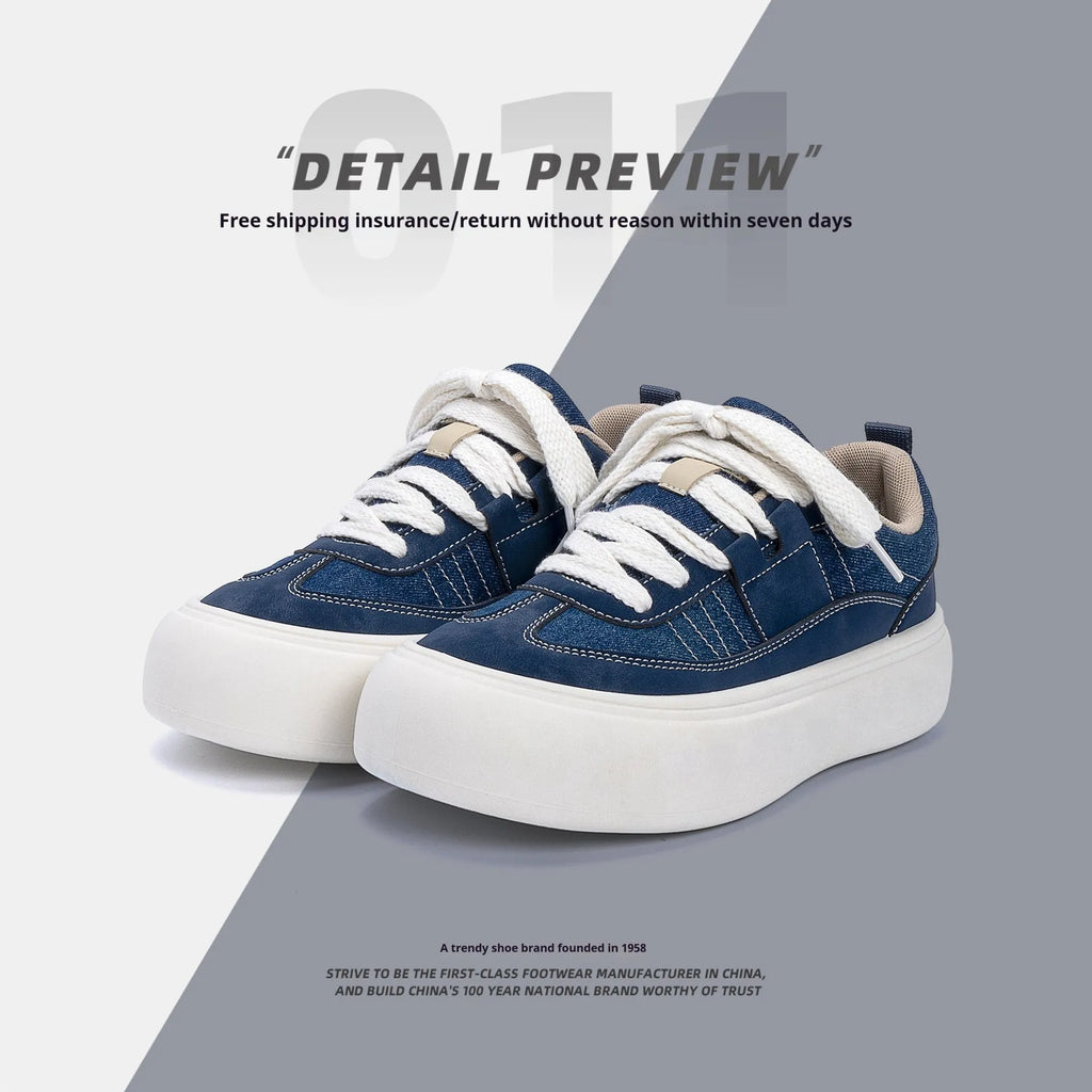 Men's black casual canvas shoes with platform sole and lace-up front.