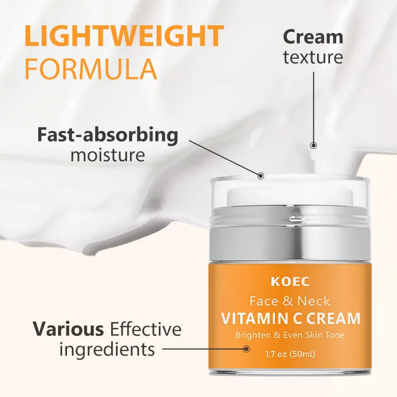 KOEC Retinol VC Neck Cream 50g jar with English packaging for wrinkle reduction and moisturising