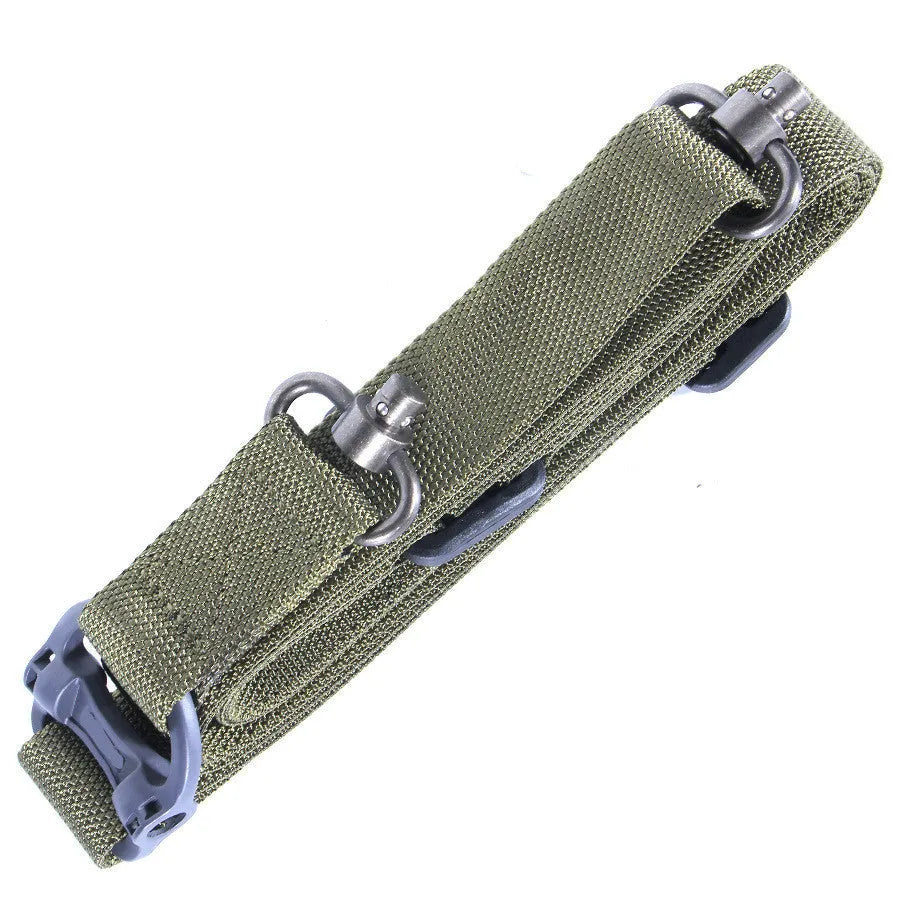 Tactical nylon multifunctional strap rope showing 150cm length in black, army green, and mud colour options
