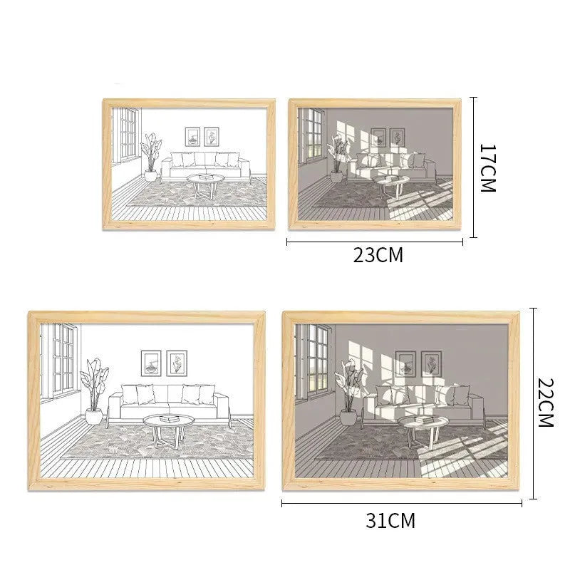 LED illuminated decorative picture on acrylic panel with scenic design and adjustable colour lighting
